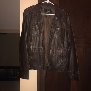 Brown Faux Leather Jacket